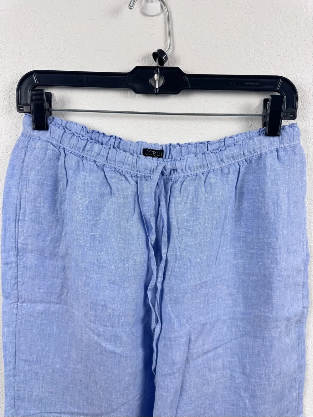 J. Crew Soleil Pants Blue Drawstring Wide-Leg Linen